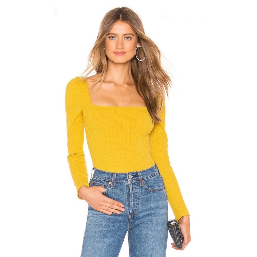 Privacy Please Hudson Ribbed Square Neck Bodysuit